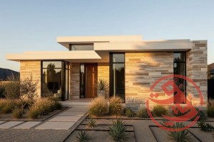 نمای سنگ ساختمان یک طبقه با سنگ تراورتن | راهنمای کامل انتخاب، مزایا و روش نصب